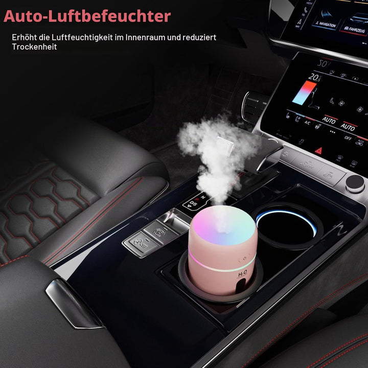 KARFUN Luftbefeuchter,Mini Humidifiers fürs Auto mit 7 Farben Licht,Leiser Raumbefeuchter Klein,Auto