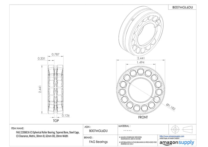 FAG Pendelrollenlager 22206-E1-K-C3