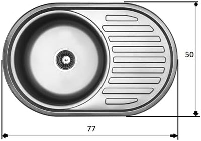 VBChome Einbauspüle 77x55 Satinstruktur Edelstahl Küchenspüle Spüle Ablagefläche Reversibel Abtropff