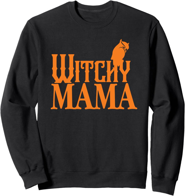 Hexe Mama Halloween Kostüm für Damen Hexe Eule Orange Sweatshirt