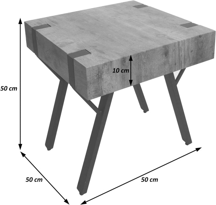 Beistelltisch HWC-L54, Kaffeetisch Nachttisch Loungetisch Couchtisch, Metall MDF 50x50x50cm - dunkle