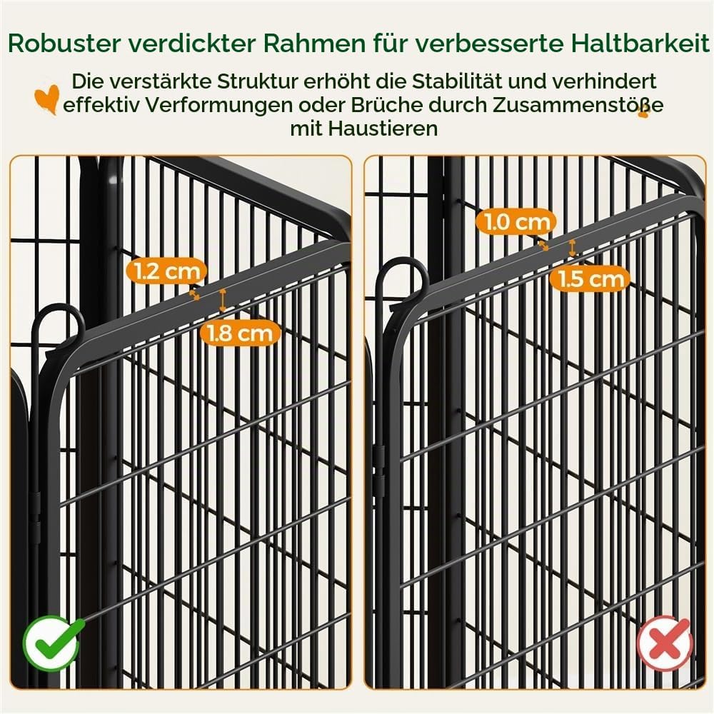 Yaheetech 12-teilig Welpenlaufstall 63cm hoch, Welpenauslauf mit 2 Türen, Automatische Verriegelung,