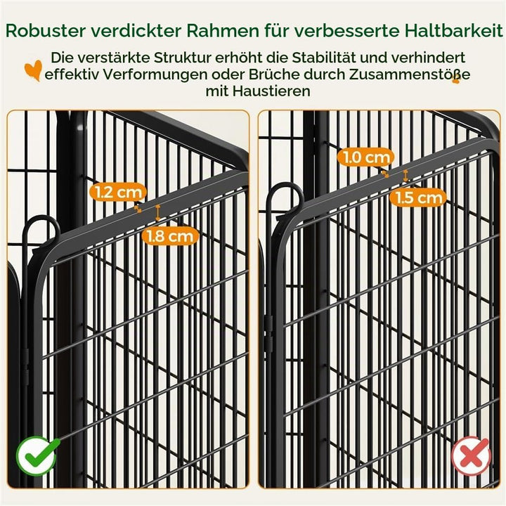 Yaheetech 12-teilig Welpenlaufstall 63cm hoch, Welpenauslauf mit 2 Türen, Automatische Verriegelung,
