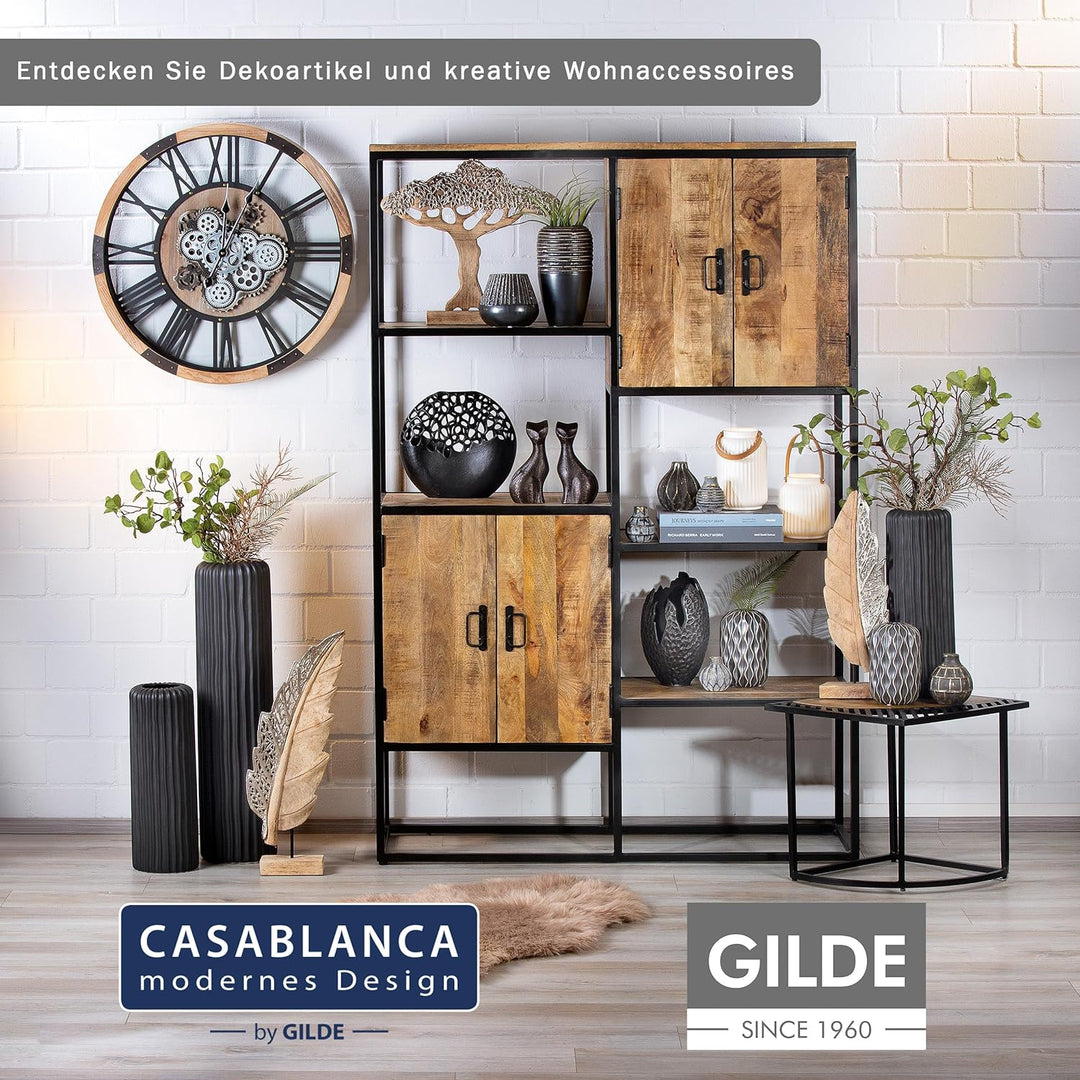 Casablanca - Boden-Windlicht - Purley - Metall - antik-Silber - Tischdeko - Höhe 46 - Ø 25 cm Höhe 4