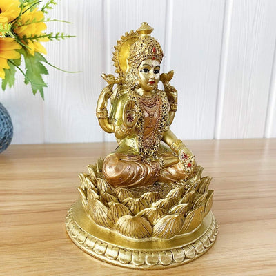 Hindu-Göttin Laxmi Lotus-Skulptur - Indischer Gott Lord Lakshmi Puja Statue - Indien Murti Idol Figu