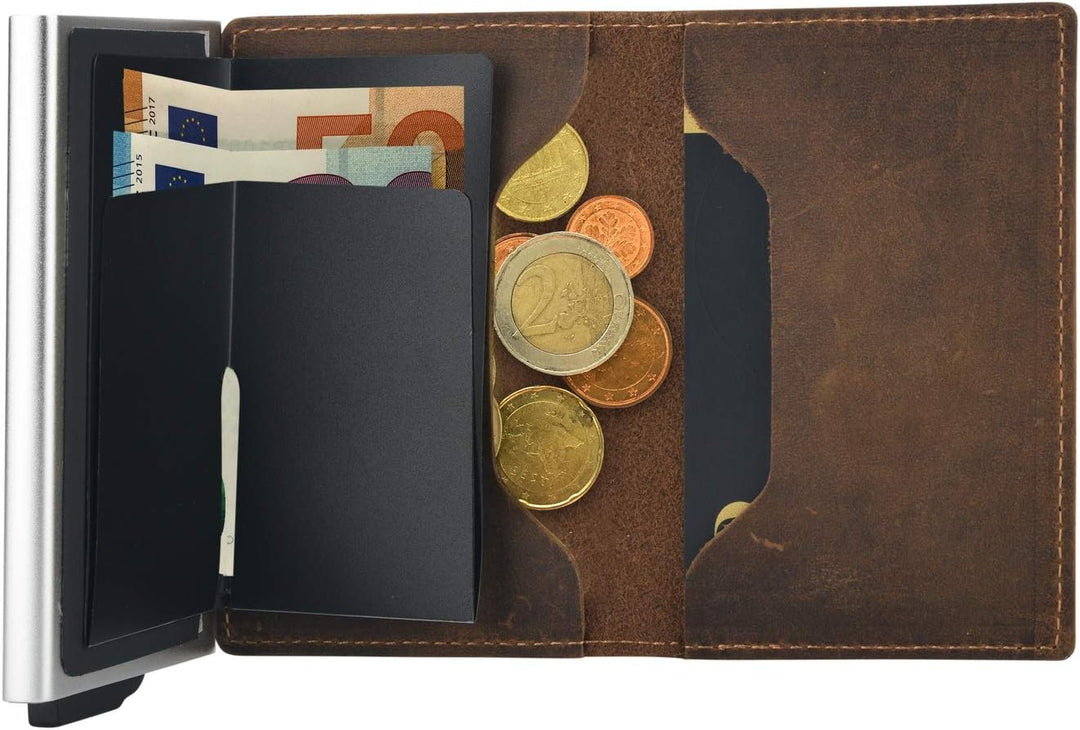 Premium Herren Portmonee RFID Schutz Kartenetui Business Geldbörse feinstes A++ Echtleder mogdi Nano