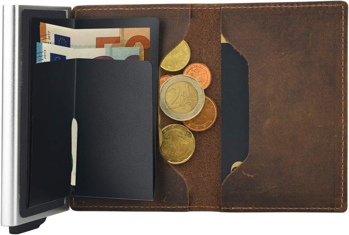 Premium Herren Portmonee RFID Schutz Kartenetui Business Geldbörse feinstes A++ Echtleder mogdi Nano