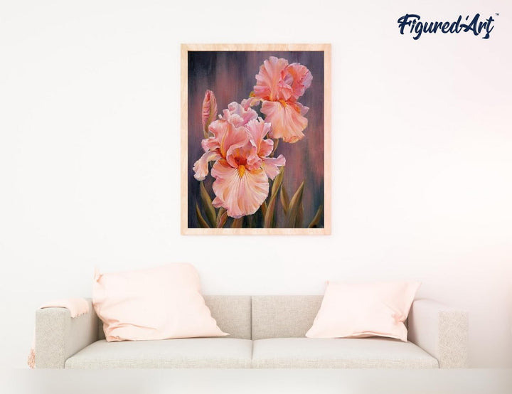 Figured'Art Malen Nach Zahlen Erwachsene Mit Rahmen Iris Blumen - Paint by Numbers Basteln DIY Baste