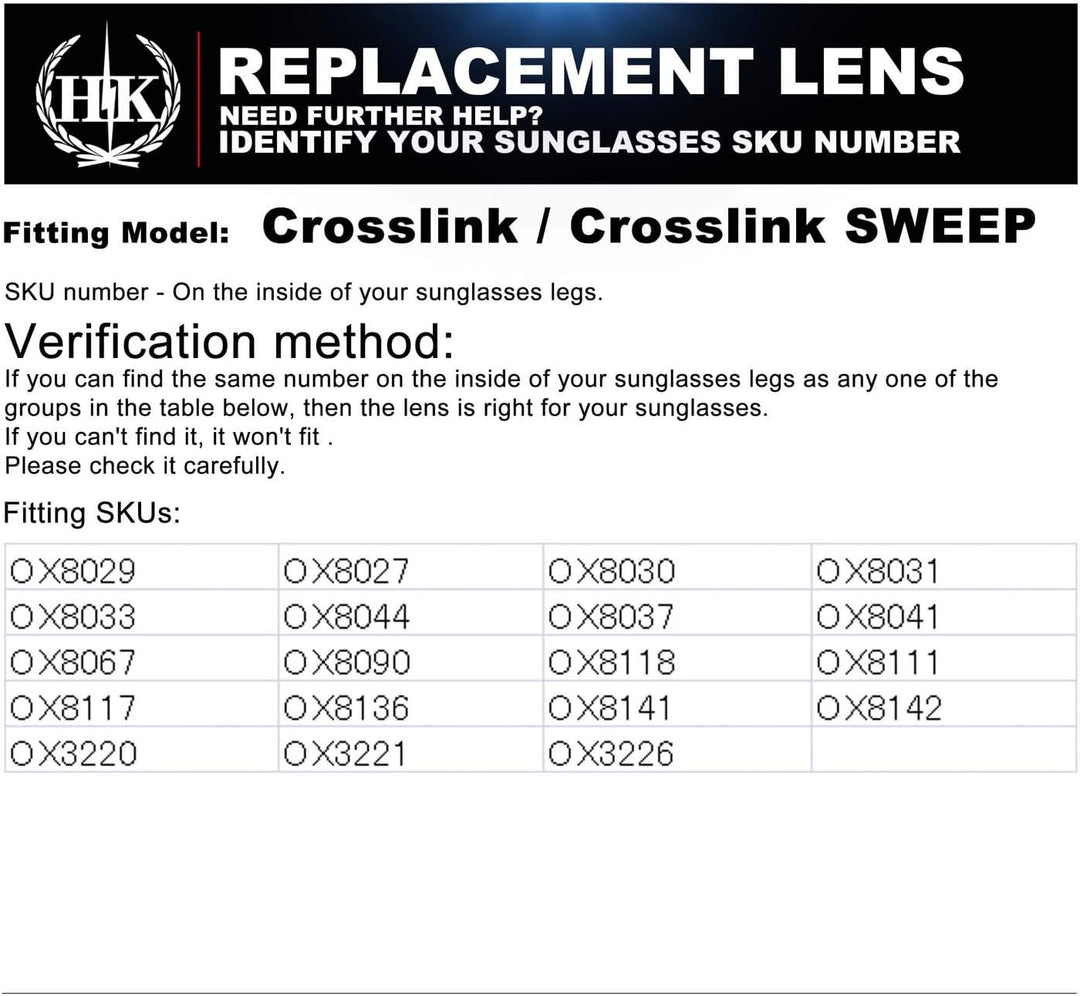 HKUCO Ersatzgläser Beine für Oakley Crosslink Brillengestell Blau/Dunkelblau, Blau/Dunkelblau