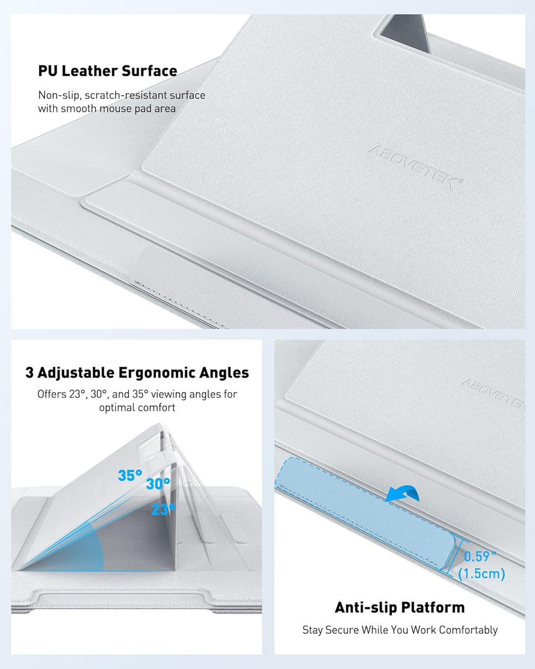 AboveTEK Laptop Schosstisch – ergonomischer Lapdesk mit Rutschfester Oberfläche, Heat Shield, Retrac