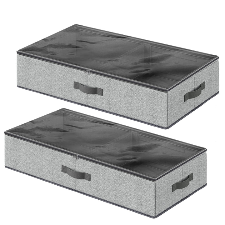 SONGMICS Unterbettkommode, 2er Set, Unterbett Aufbewahrungsbox mit Sichtfenster, Faltbarer Organizer