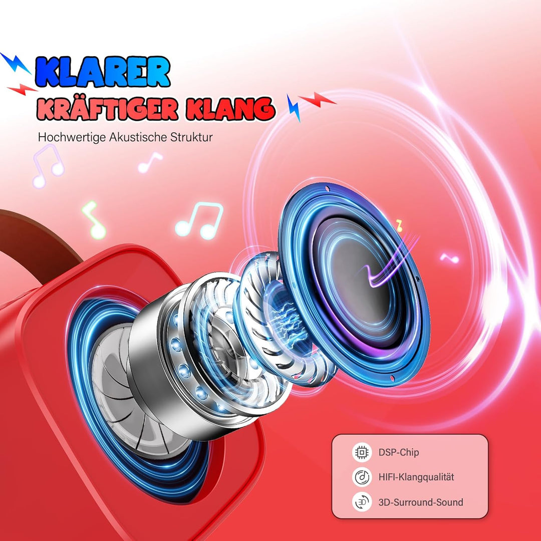 Braxel Geschenk Junge 3-12 Jahre, Karaoke Maschine Kinder mit 2 Kinder Mikrofon Bluetooth Spider Kin