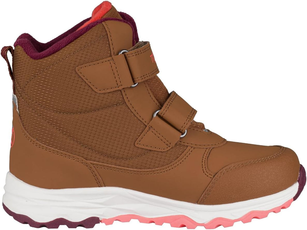 Trollkids wasserdichte Winterschuhe Wanderschuhe Hafjell 28 EU Karamell Braun Lachsrosa Burgunderrot