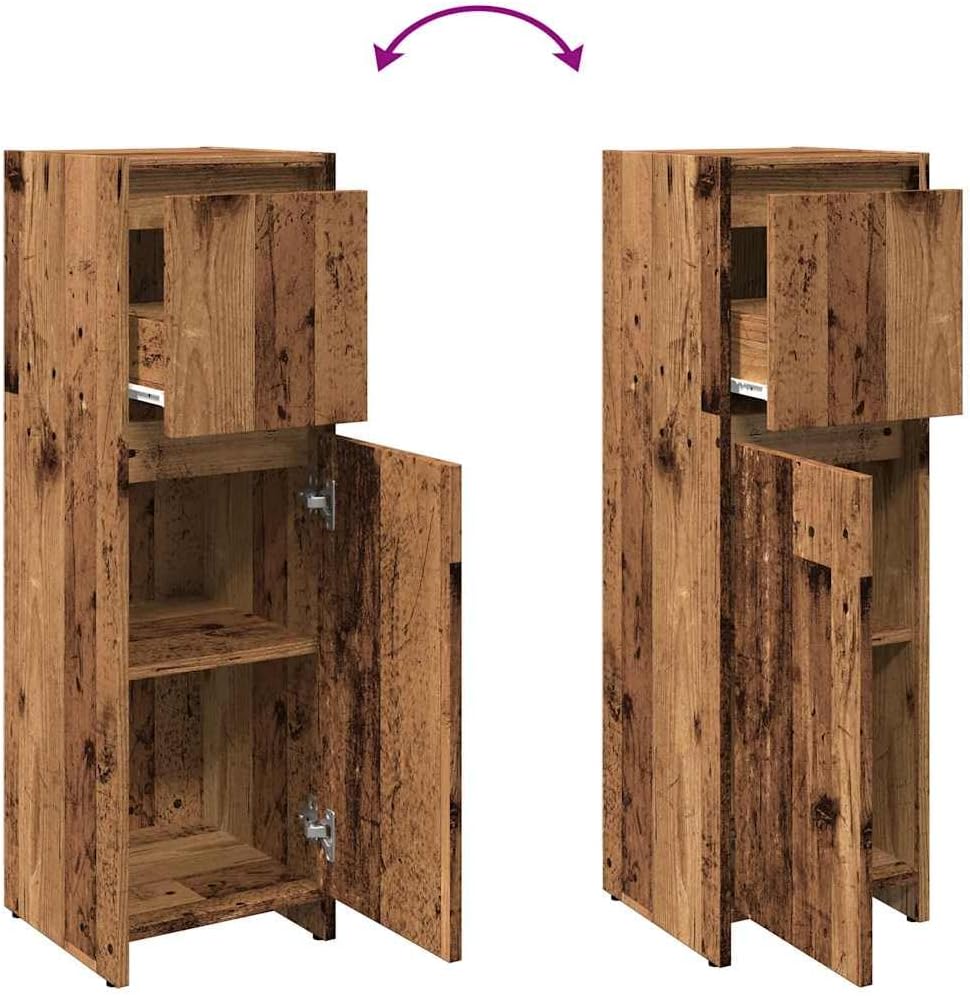 vidaXL Badschrank Altholz-Optik 30x30x95 cm Holzwerkstoff, Badezimmermöbel, Badschrank, Toilettensch
