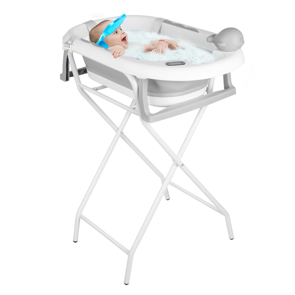 Babybadewanne mit Ständer, ergonomisches Babybad mit Ständer, Organizer für Eltern,Kinderbadewanne m