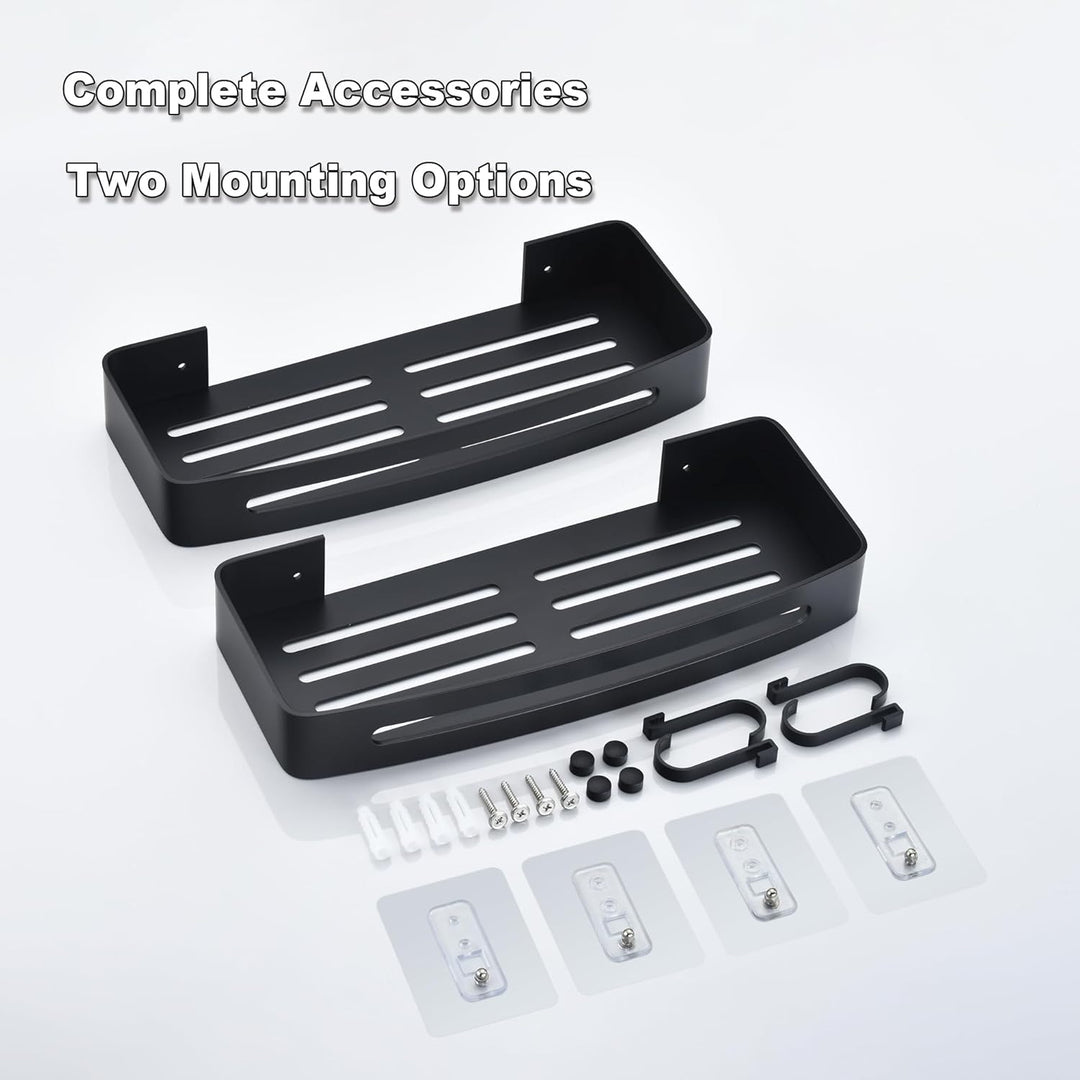 HNVNER Duschregal Ohne Bohren, Duschablage Aluminium mit 4 Haken Rostfreies Badezimmer Regal Shampoo