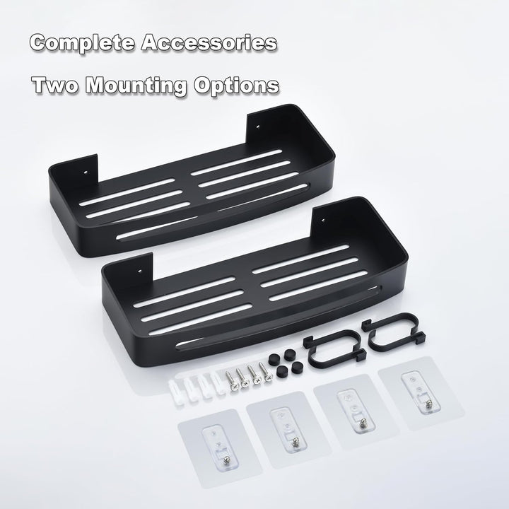 HNVNER Duschregal Ohne Bohren, Duschablage Aluminium mit 4 Haken Rostfreies Badezimmer Regal Shampoo