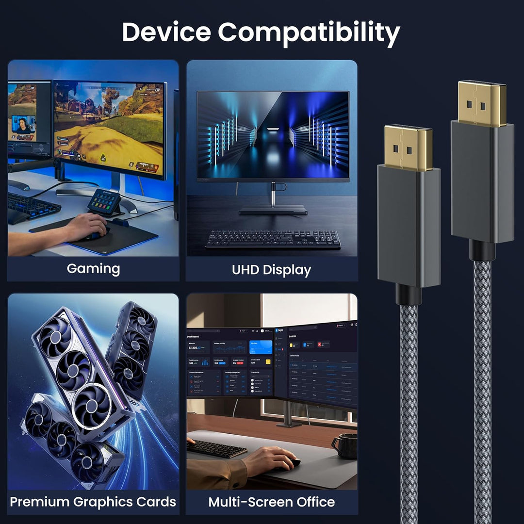 Itramax 8K 60Hz DisplayPort-Kabel 4.5M 2Stück,DP 1.4-Male Ultra-High-Speed-Kabel für Laptop/PC/TV/Ga