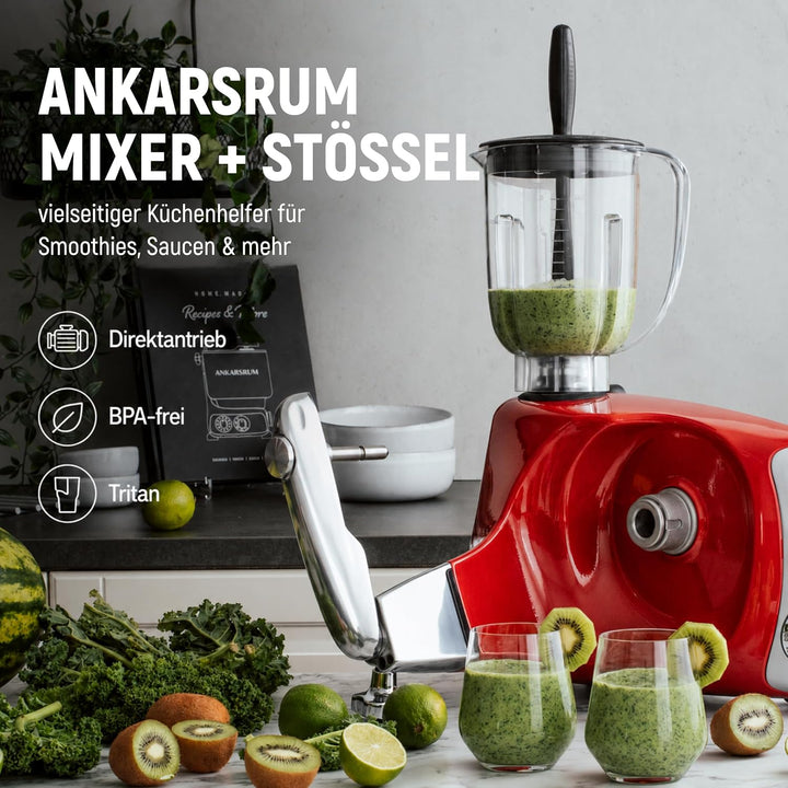 Ankarsrum Mixer + Stössel, BPA-freier 1,5 Liter Tritan Behälter | für Smoothies, Shakes, Suppen &amp; Ei