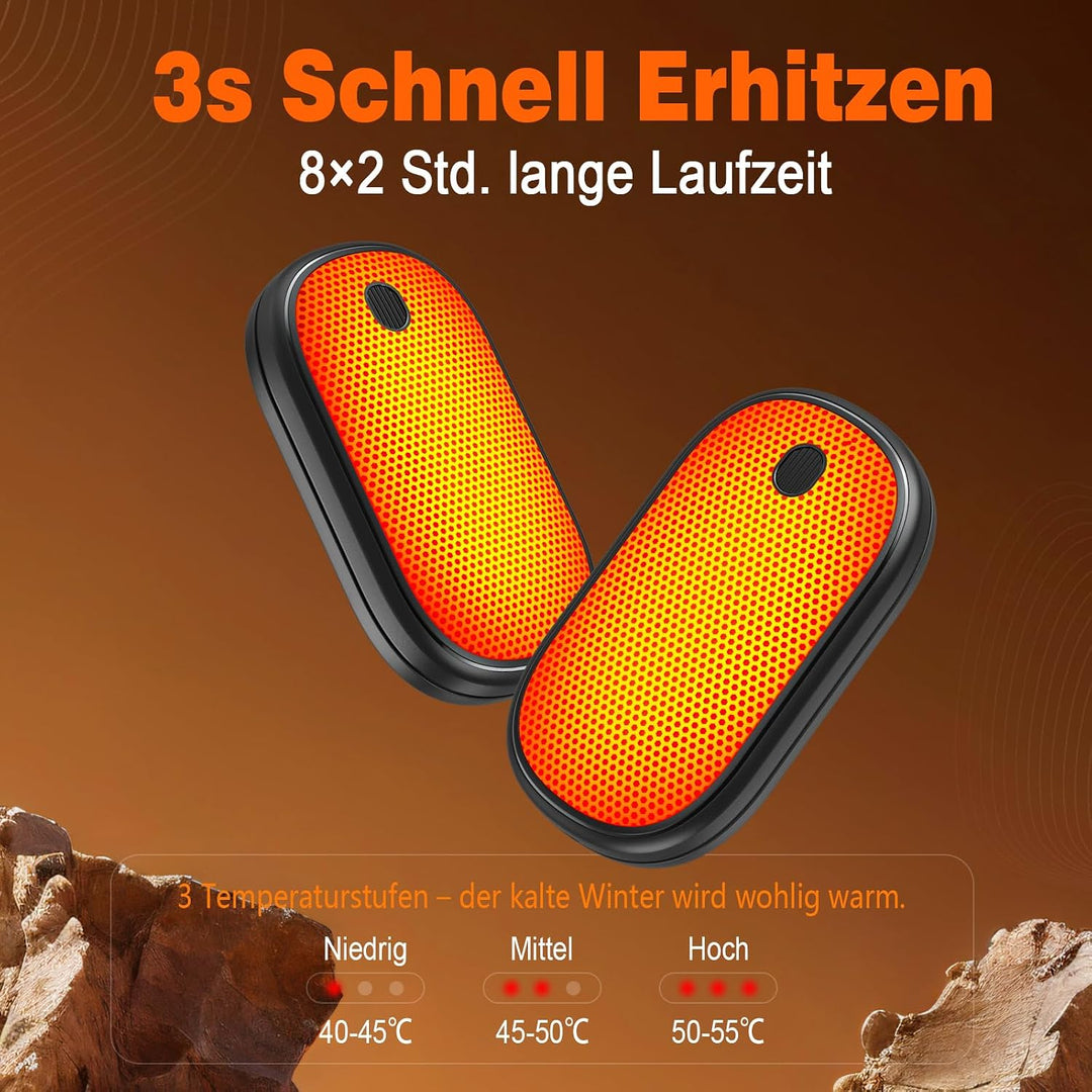 Handwärmer Elektrisch Split-Magnetic 2er-Pack (5000mAh), Ultra Kompakt, &amp; Schneller Aufheizen, Wiede
