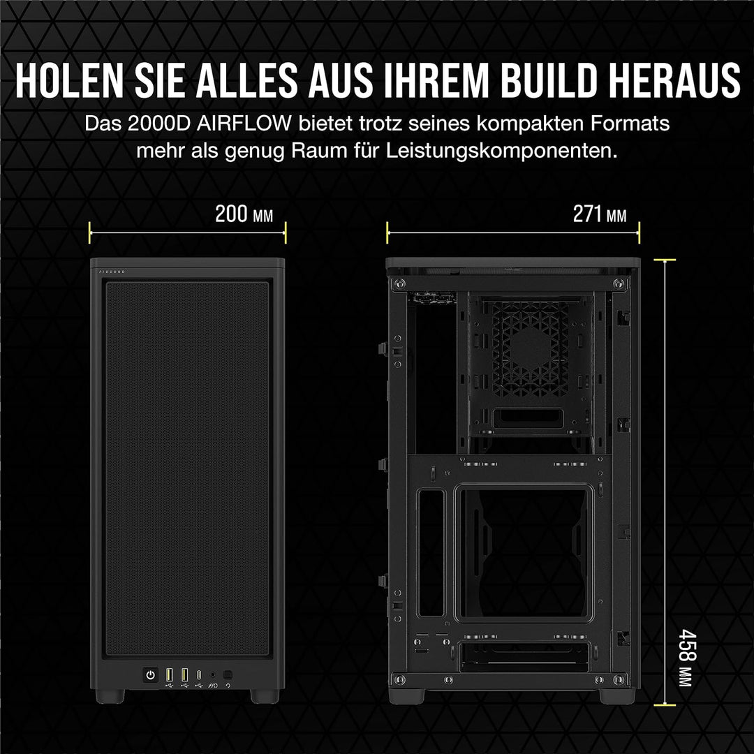 Corsair 2000D Airflow PC-Gehäuse Mini ITX – Format Mini ITX – Platten aus Netzstahl – DREI GPU-Steck