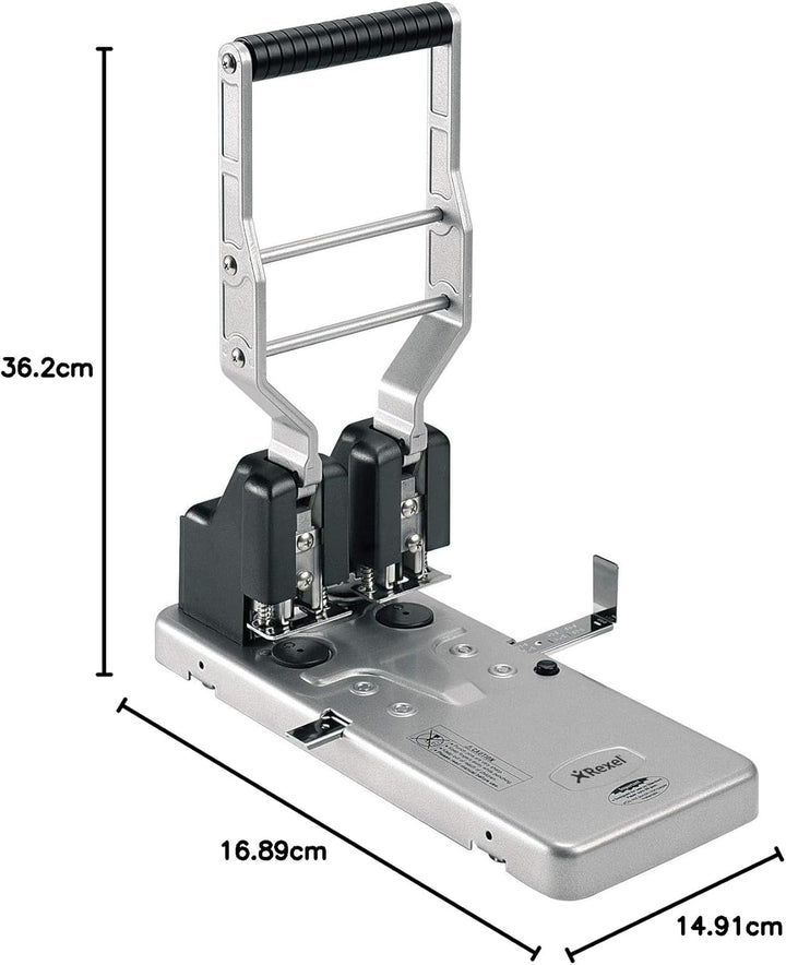Rexel HD2150 Locher (2-fach-Lochung, robustes Metall, Kapazität 160 x 80 g/qm) silberfarben/schwarz
