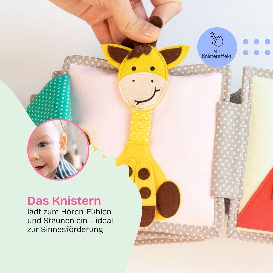Jolly Designs – Mini Quiet Book Schillernder Papagei – Montessori Spielzeug ab 6 Monaten – Motorik &