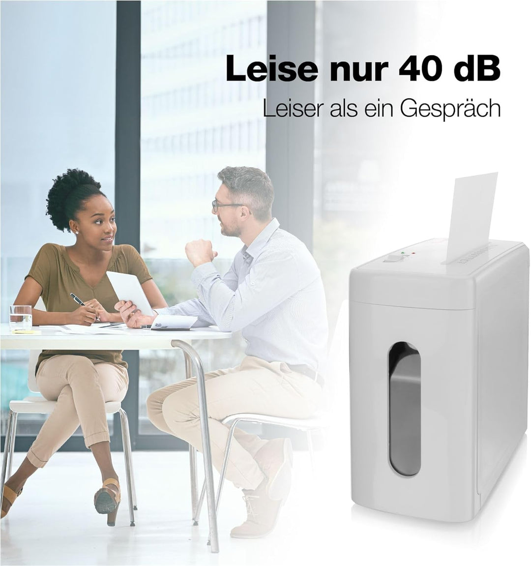 Peach Aktenvernichter SuperSilent inkl. Ölpapier | ~40dB leise | 6 Blatt | 9L/50 Blatt | 4 x 38 mm P