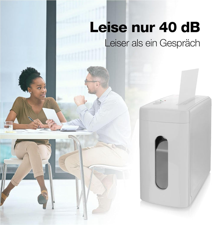 Peach Aktenvernichter SuperSilent inkl. Ölpapier | ~40dB leise | 6 Blatt | 9L/50 Blatt | 4 x 38 mm P