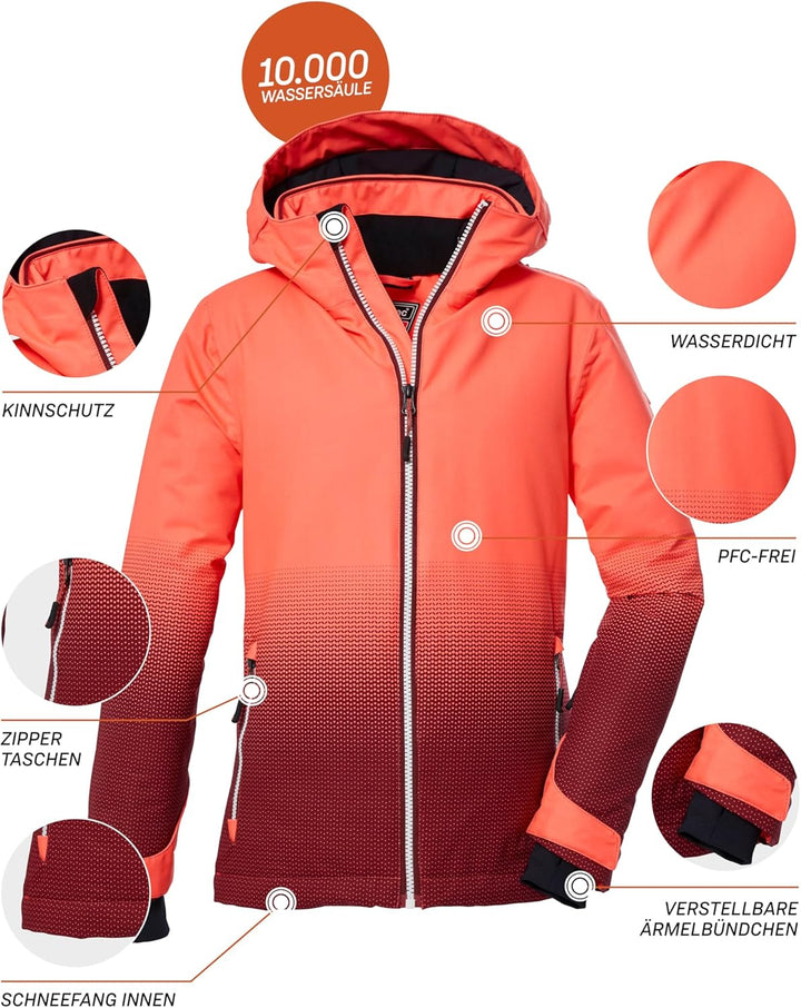 Killtec Mädchen Ksw 183 Grls Ski Jckt Skijacke wasserdicht/Funktionsjacke mit Kapuze und Schneefang