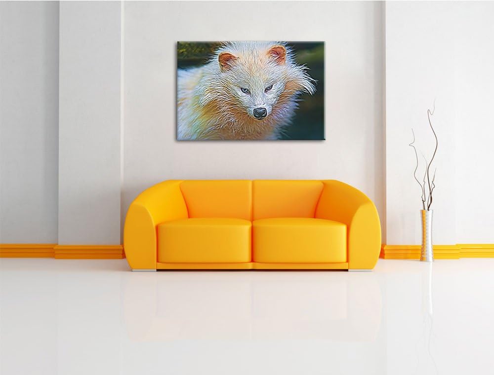 kleiner Polarfuchs Deluxe Format: 100x70 cm auf Leinwand, XXL riesige Bilder fertig gerahmt mit Keil