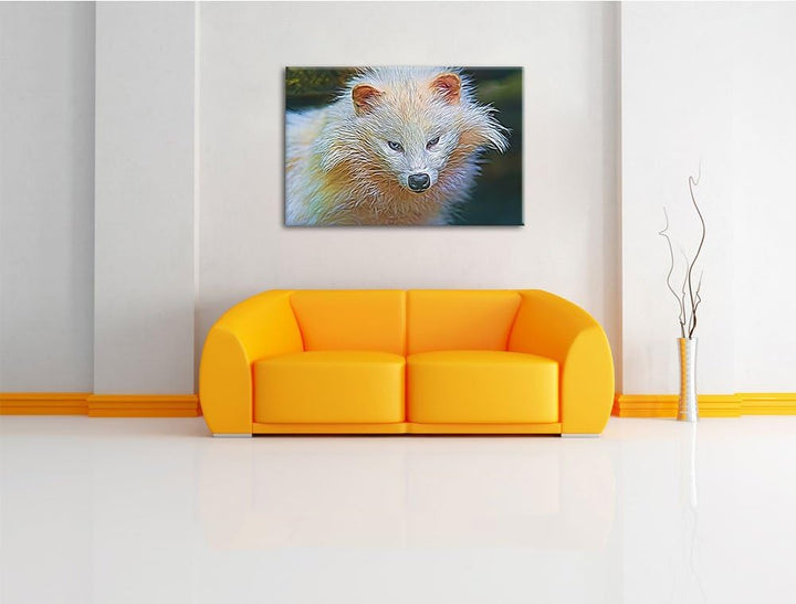 kleiner Polarfuchs Deluxe Format: 100x70 cm auf Leinwand, XXL riesige Bilder fertig gerahmt mit Keil