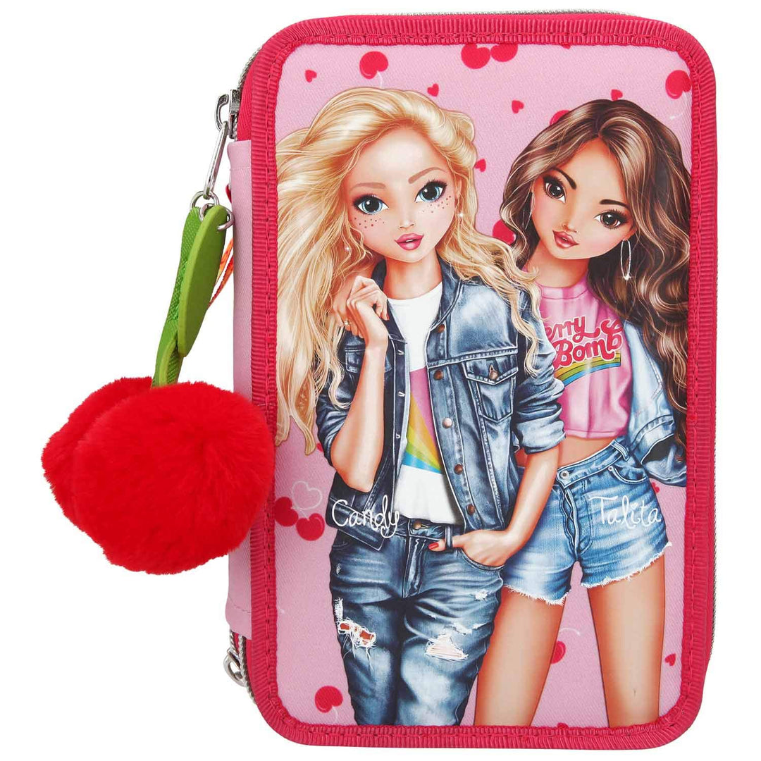 Depesche 10991 Federtasche mit 3 Reissverschlüssen und Stiften von Lyra, TOPModel Cherry Bomb, pink,