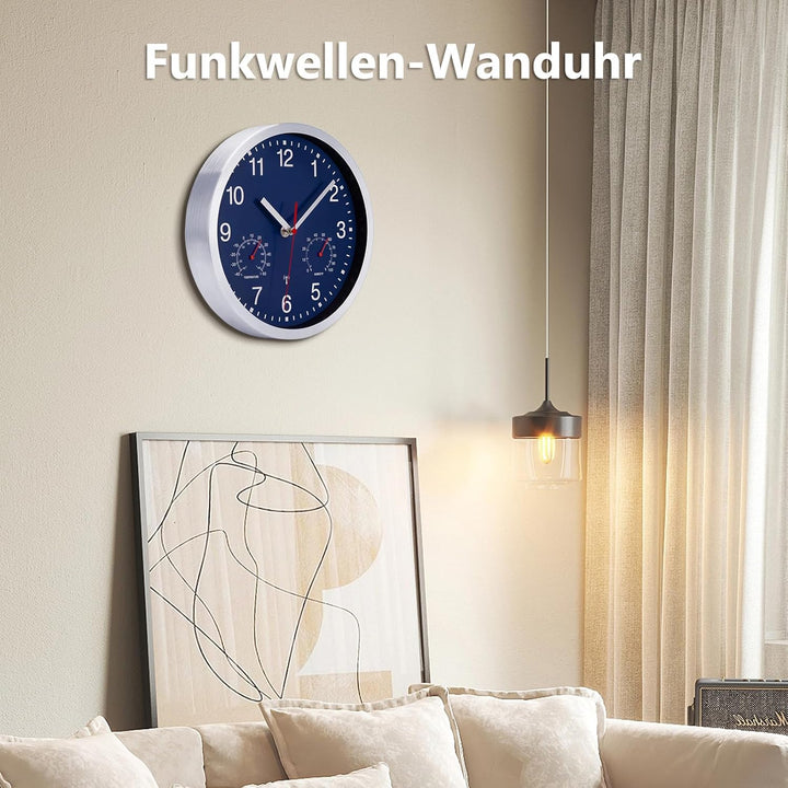 25cm Funkuhr Wanduhr Ohne TickgeräUsche Lautlos Quarz Batterie Betriebene Gross Wanduhr Einfach zu L