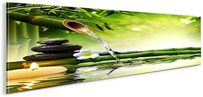 islandburner Bild Bilder auf Leinwand Wasser Zen V3 Panorama XXL Poster Leinwandbild Wandbild Dekoar