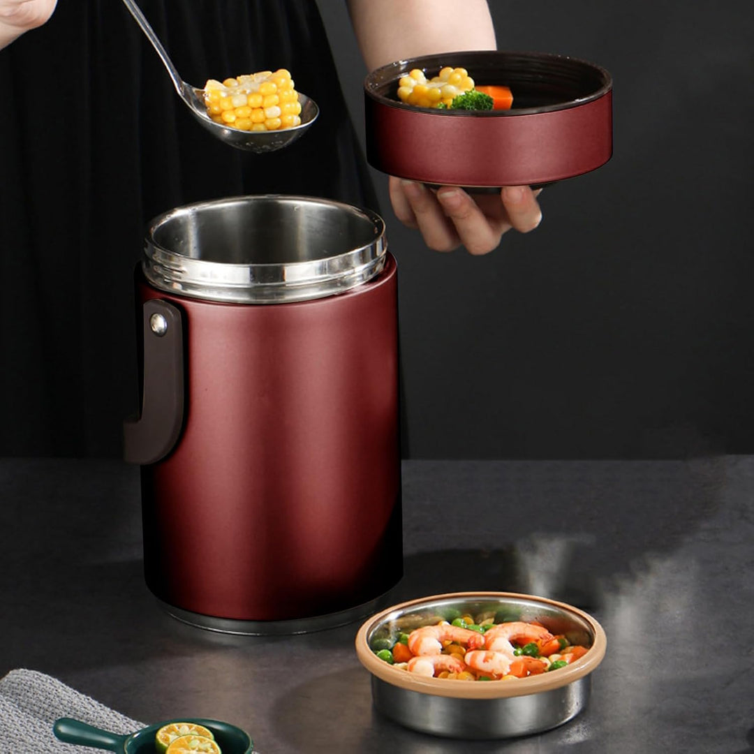 BuyWeek Thermobehälter für Essen, 2000ml Isolierte Lunchbox Edelstahl Warmhaltebehälter Tragbare 3 S