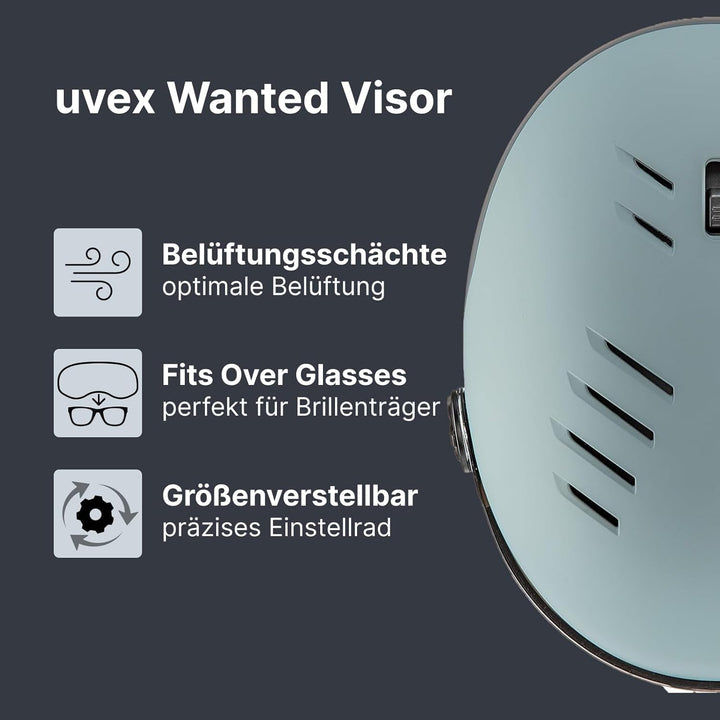 uvex Wanted Visor Visier Skihelm - Navy mat glacier - rhino matt 54-58 cm, glacier - rhino matt 54-5