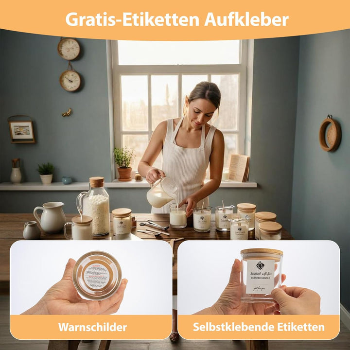 ARATERVIO 12er-Pack Klare Glas-Kerzengläser mit Holzdeckel &amp; Silikon-Dichtring Candle Container zum