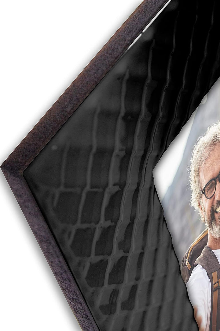 Mareli Bilderrahmen für den Tisch, Emailliertes Metall mit Geflecht Typ Netz, Schwarz, Adatta a Foto