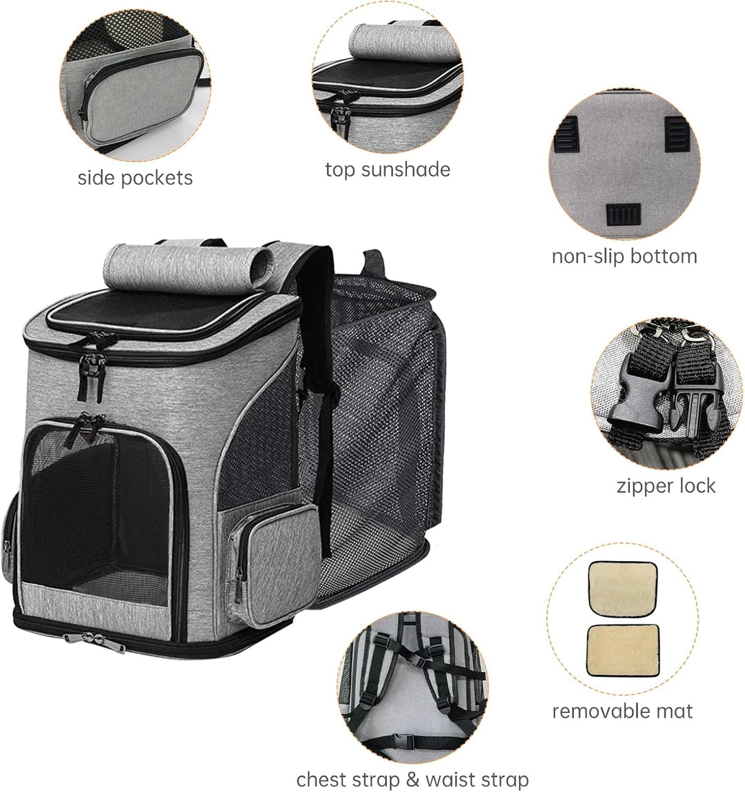 Haustier Rucksack Hunderucksack bis 10kg Katzenrucksack Faltbar und Erweiterbar Katzentransportbox K