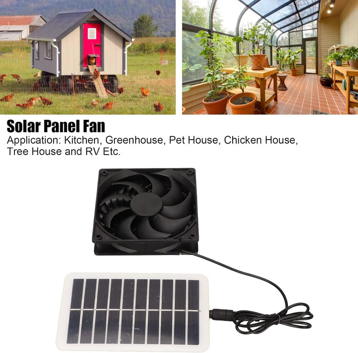 Solarpanel-Lüfter-Set, 3 W, Solarbetriebener Abluftventilator, Tragbarer Solar-Abluftventilator für
