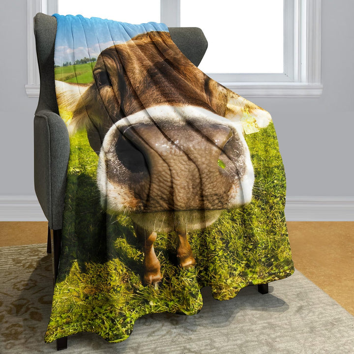 YISUMEI Decke 150x200 cm Kuscheldecken Sanft Flanell Weich Fleecedecke Bettüberwurf Alte Kuhfarm Küh