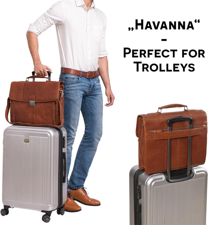 STILORD 'Havanna' Leder Businesstasche A4 Gross Klassische Aktentasche Arbeitstasche Abnehmbarer Sch