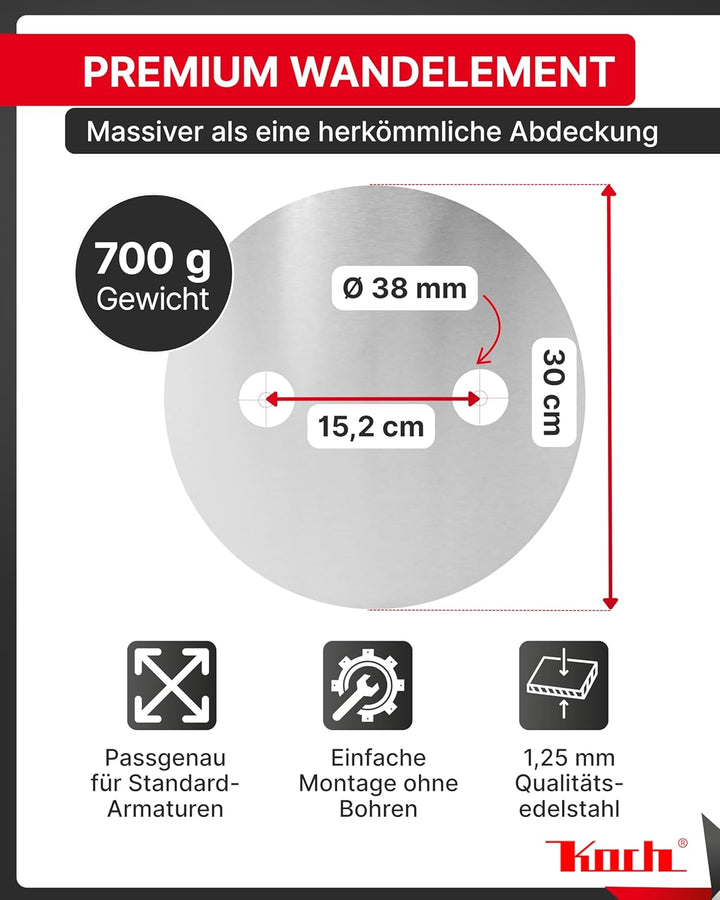 Koch #81 Hygienische Wandabdeckung Platte 30cm für Armatur in Dusche + Bad - antibakteriell, säurebe