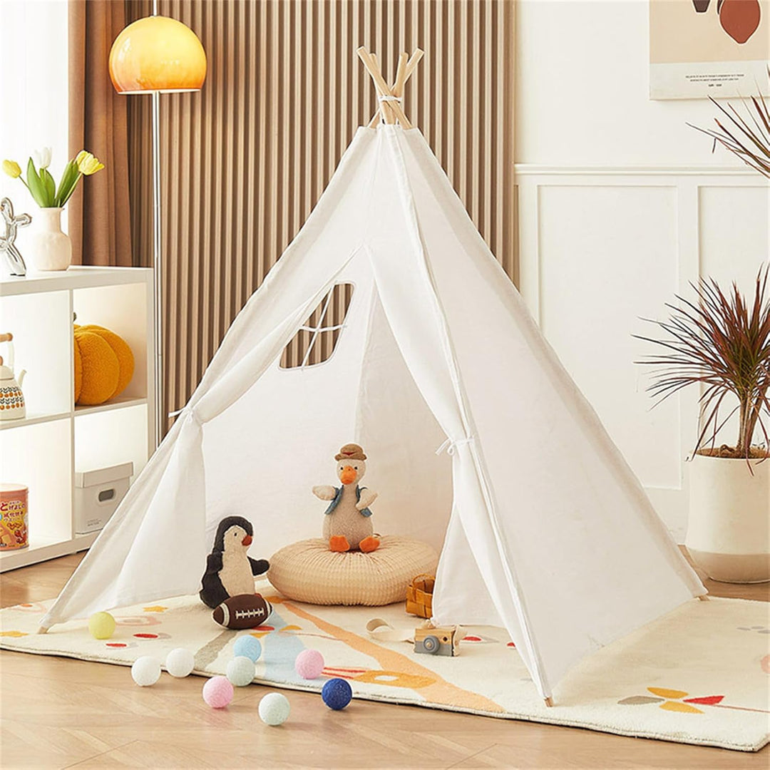 Lifemaison Kindertipi Spielzelt Polyester 120x120x130cm,Kinderzelt weiss Kindertipi im Montessori-St