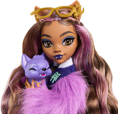 Monster High Clawdeen Wolf-Puppe mit Hund Crescent und Accessoires wie Rucksack & Cleo de Nile Puppe