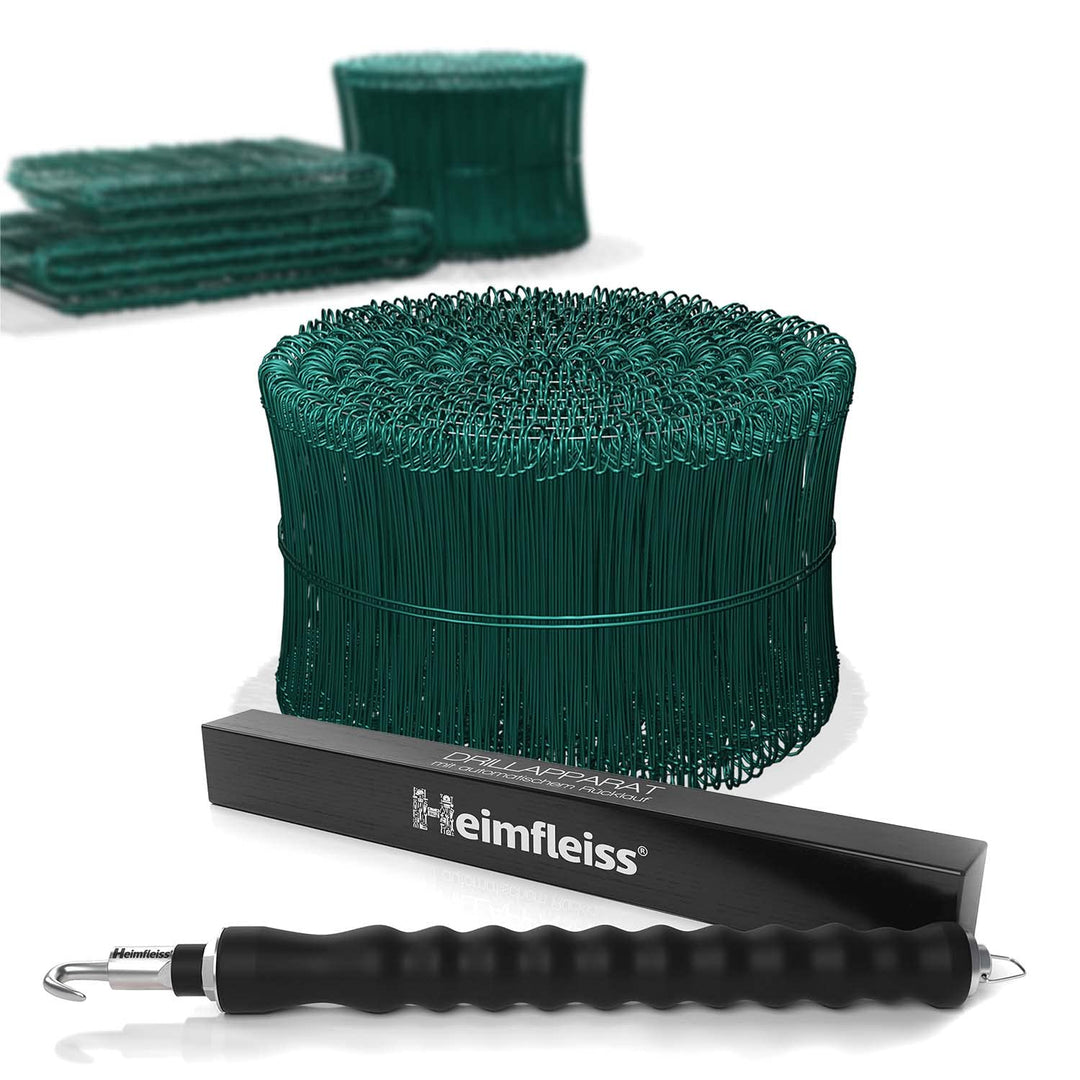 Heimfleiss® Drillapparat Driller + Rödeldraht 1,4 x 100 bis 300 mm (1000 Stk) - Set aus Drahtbinder