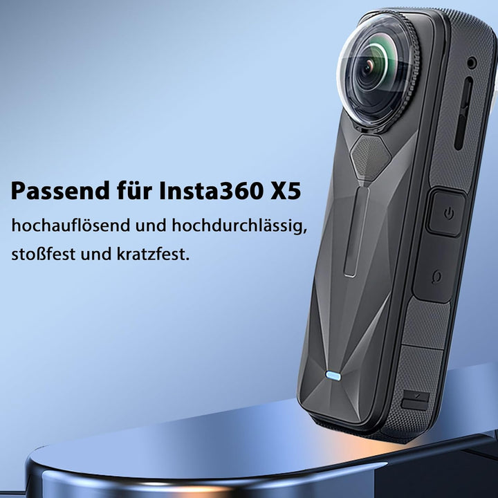 Objektivschutz für Insta360 X5, Optischer Linsenschutz aus Gehärtetem Glas mit 10H Härte, HD-Transpa