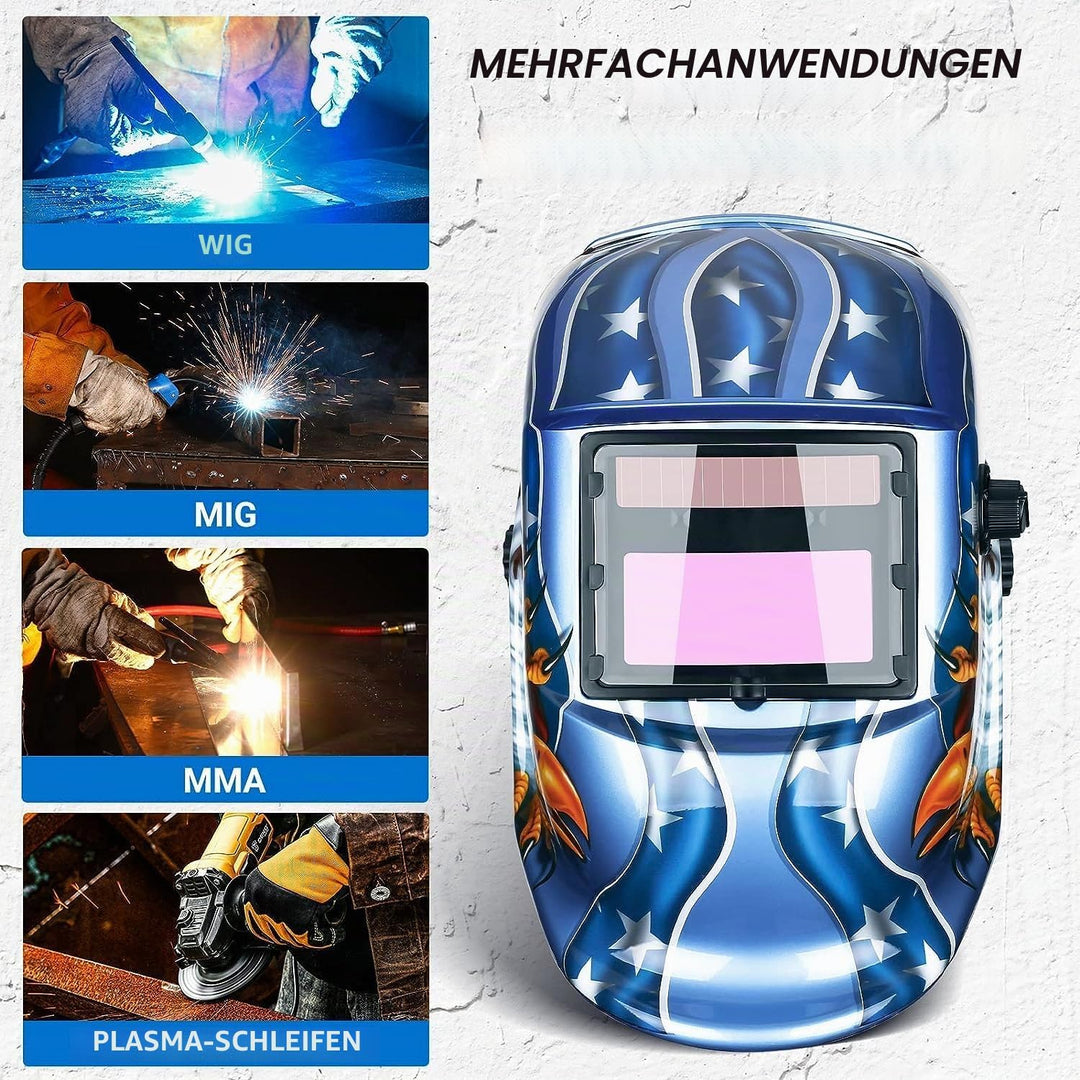 DEKO Solar Powered Schweisshelm Auto Verdunkelungshaube mit Einstellbarer Schattenbereich 4/9-13 für
