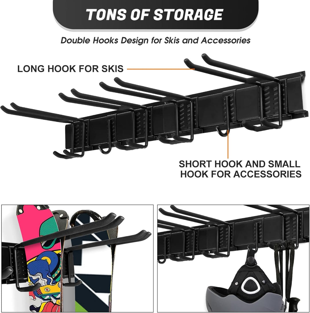 Odoland Skiaufbewahrung Skihalter für 2-6 Paare Ski Snowboard Rack Wandhalterung, Haus und Garage Sk